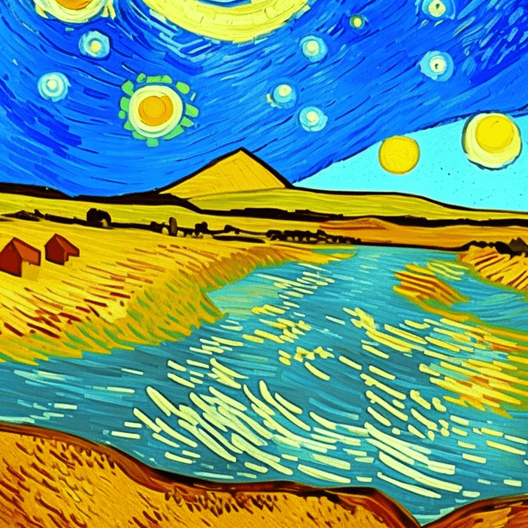 AI generated: Scandinavian landscape in the style of Vincent van Gogh