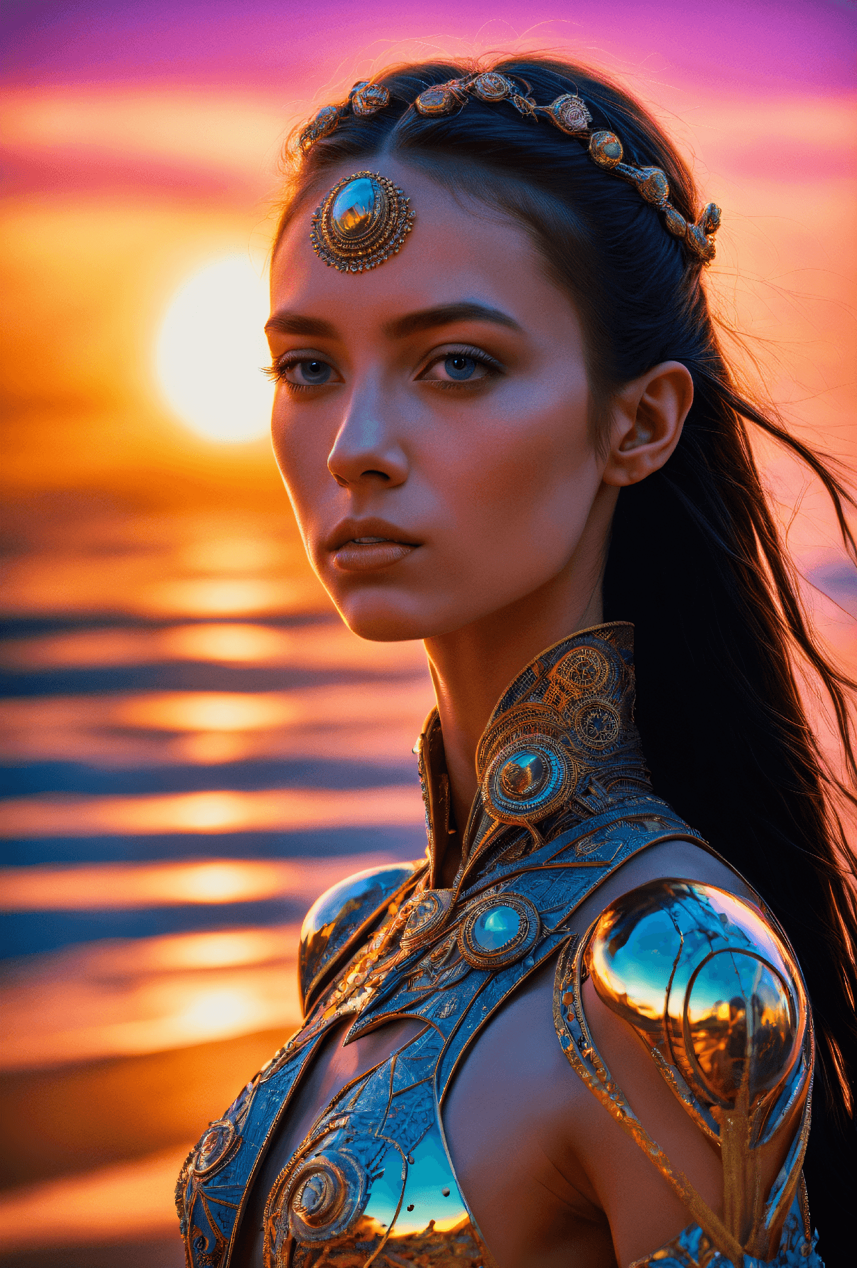 AI generated: portrait, masterpiece,close up of a (young woman, very thin, small breasts, abs, at the beach
:1.3)...
