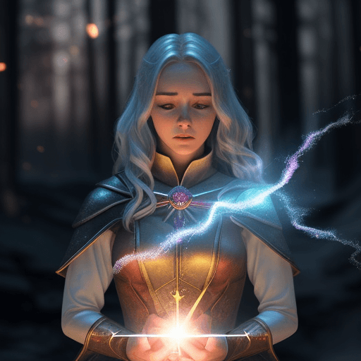 AI generated: powers fire and Ice . Beautiful young female wizard, casting spells, fire, centered, embers, bokeh, ...