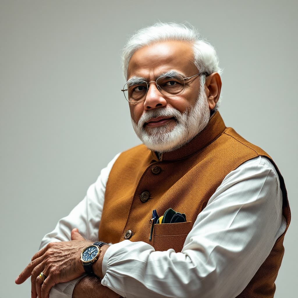 AI generated: narendra modi half body photography