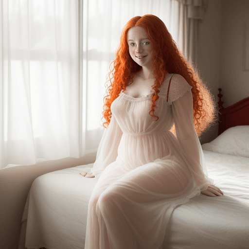 AI generated: full body photo ((extremely attractive)) woman, long curly ginger hair, perfect eyes, (freckles:0. 2...