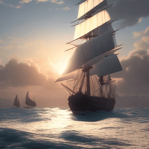 AI generated: Photo of a ultra realistic sailing ship, dramatic light, pale sunrise, cinematic lighting, battered,...