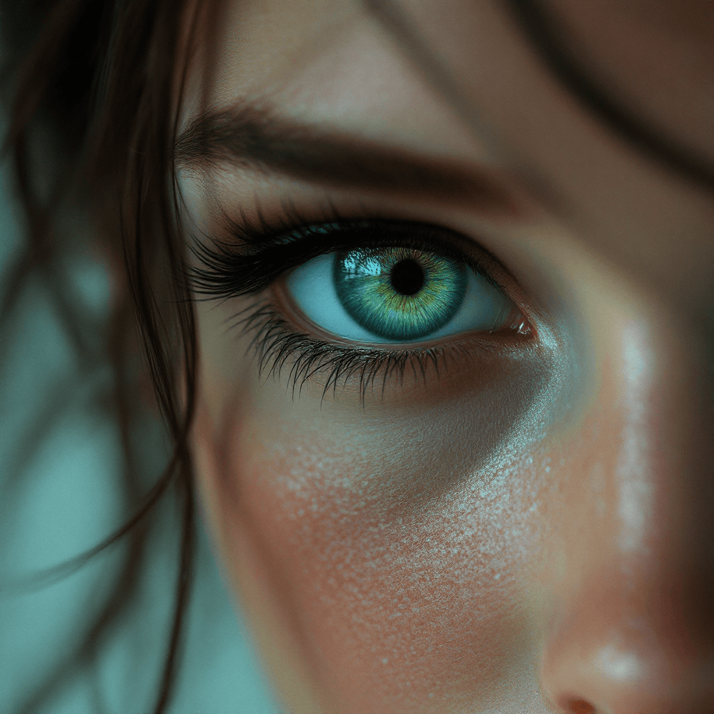 AI generated: a woman with green eyes, in the style of realism with fantasy elements, daz3d, fine art realism, mag...