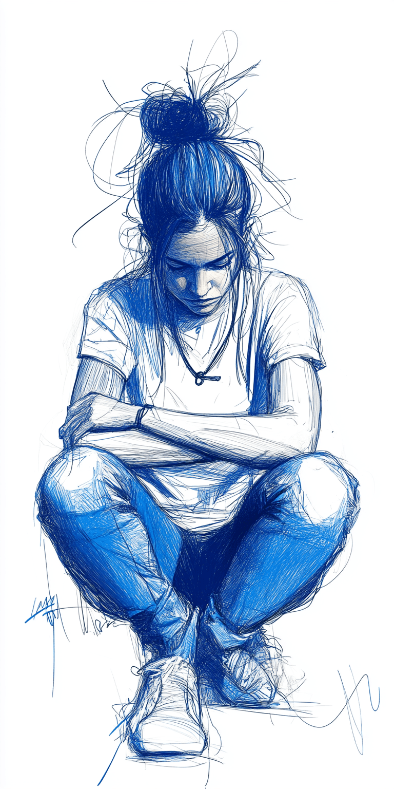 AI generated: A minimalist sketch of a woman, delicate, very basic line drawing, minimal, abstract --chaos 25 --ar...