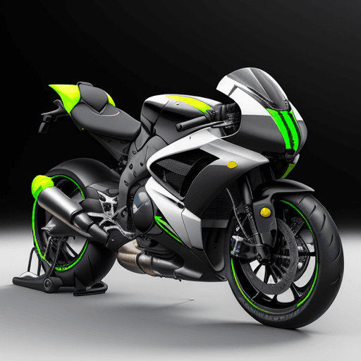AI generated: Créez une image 3D haute résolution d'un design de moto futuriste jaune et noir, stylisé par Beeple,...