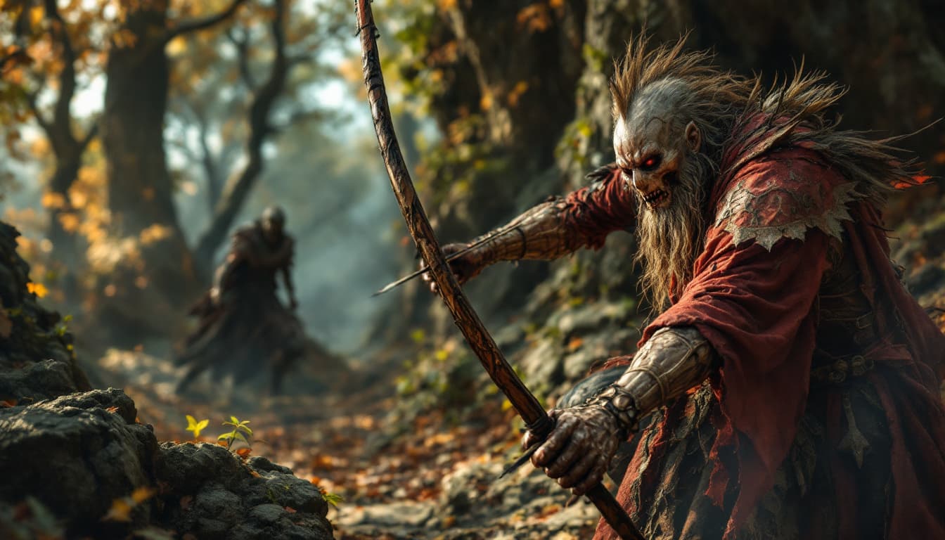 AI generated:  realistic.The arrow is released from the bow and strikes the heart of one of the enemies.







