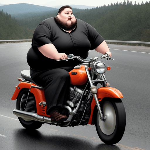 AI generated: a fat man on the road
