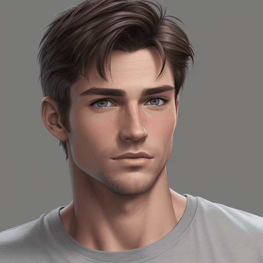 AI generated: young, ruggedly handsome  with sharp features, short dark hair and stubble, hazel eyes in a lived in...