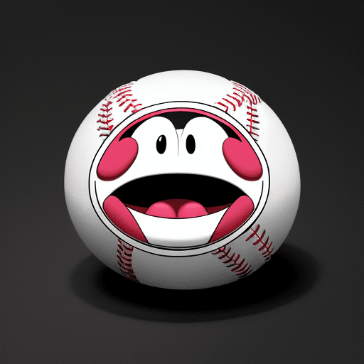 AI generated: a HD design of a GAGBALL  IN MOUTHWITH OUTLINE THAT FITS ON A BASEBALL CARD WITH BLACK BORDER WITH 5...