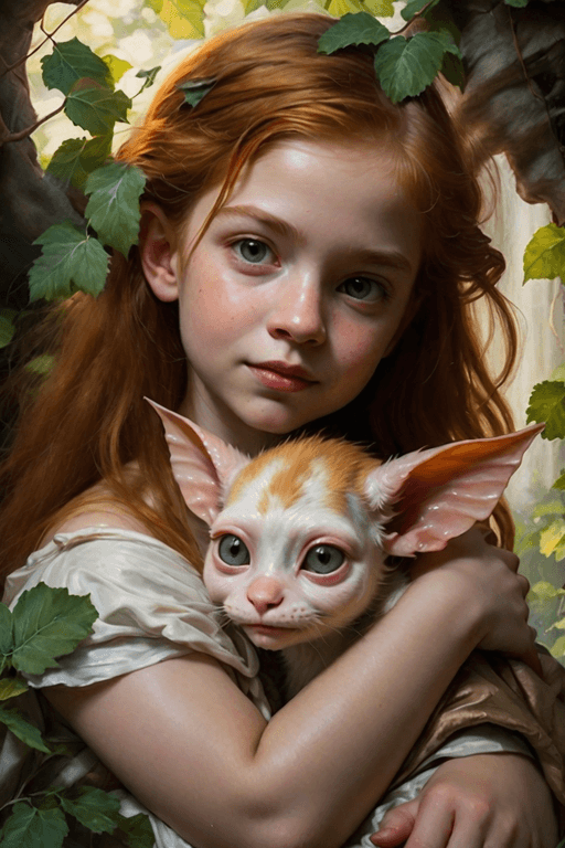 AI generated: cuteness overload,  mail art,  Early Renaissance,  oil on canvas, fairytale,   art on a cracked pape...