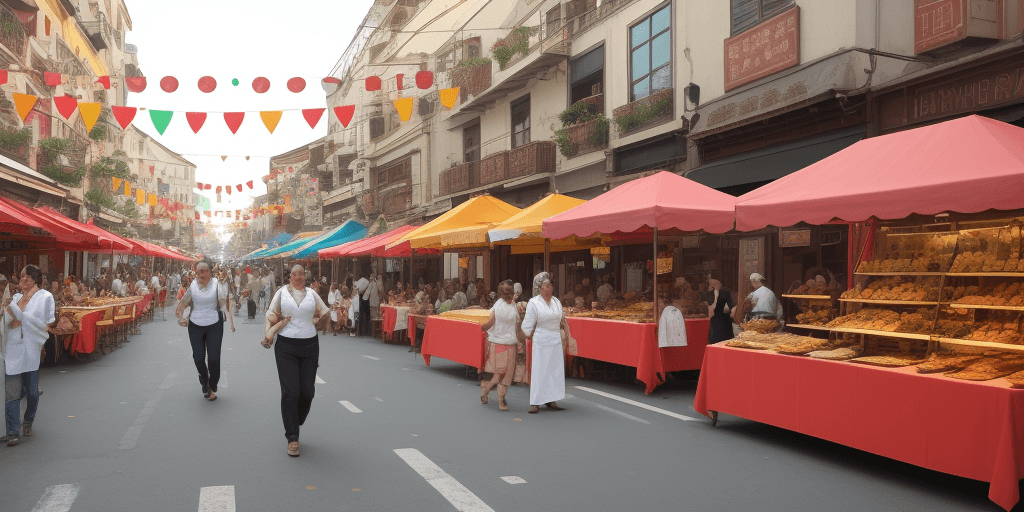 AI generated: a vibrant food festival street