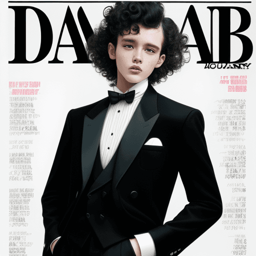 AI generated: pro Fashion photo shoot of a mana man in futuristic dentist style suit Valentino and Mark Jacobs sty...