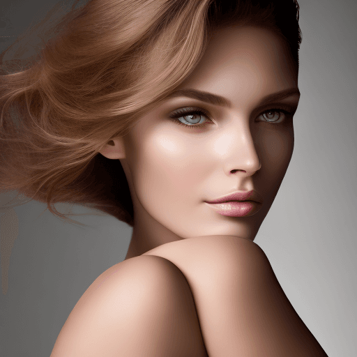 AI generated: Full, smooth, soft lips, naturally inviting, with a soft sheen, not overly done or cracked
Eyes, dee...