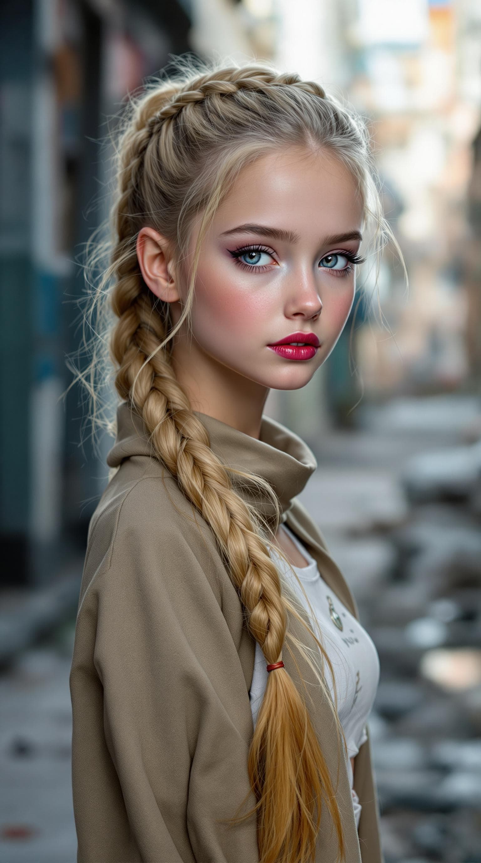 AI generated: a professional photo of a exceptionally beautiful girl in the world (age 11), (eleven year old),  Uk...