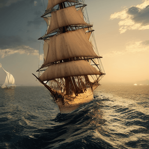 AI generated: photo of a ultra realistic sailing ship, dramatic light, pale sunrise, cinematic lighting, battered,...