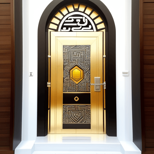 AI generated: Puerta casa, mezcla de estilos, Artdeco y geometric islamic