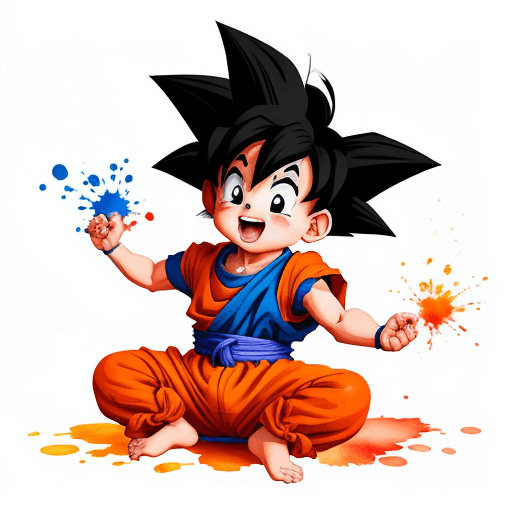 AI generated: 
cute playful baby Goku in watercolor done in vector design, painting, cinematic, illustration