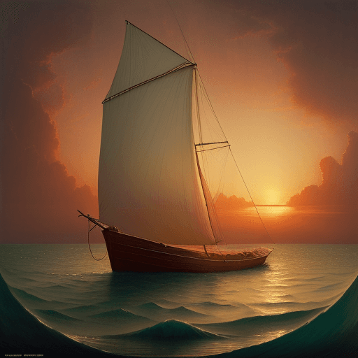 AI generated: a boat sitting in the water during sunset, in the style of agostino arrivabene, calm and serene beau...