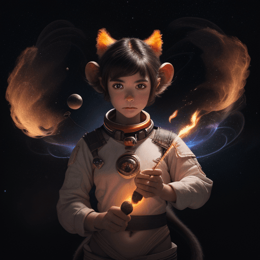 AI generated: cinematic portrait of a young beautiful and cute anthropomorphic female monkey with a monkey tail, k...