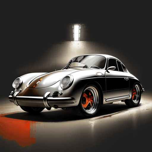 AI generated: Porsche 356C Coupé, Baujahr 1964,, im Stil von Russ Mills, Michael Garmash, 