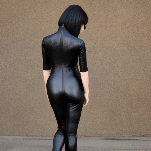 AI generated: Petite gilf in leather catsuit 