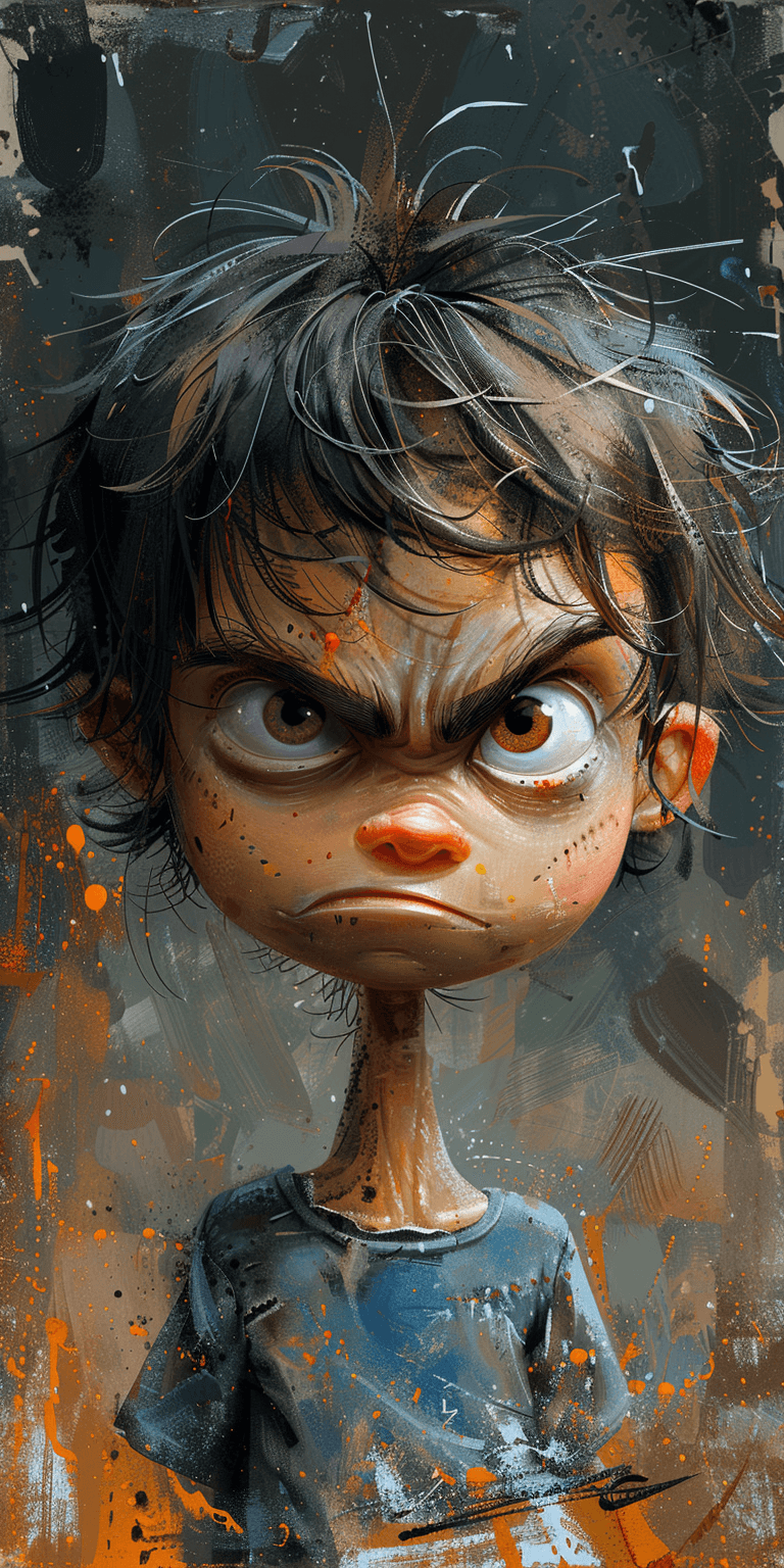 AI generated: caricature illustration, children's comic book character, hilariously exaggerated features --ar 1:2 ...