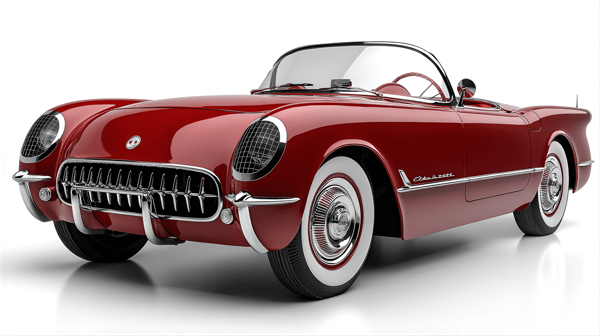 AI generated: 1953 Corvette C1 clipart, featuring its iconic rounded fenders, chrome grille, and open-top
roadste...