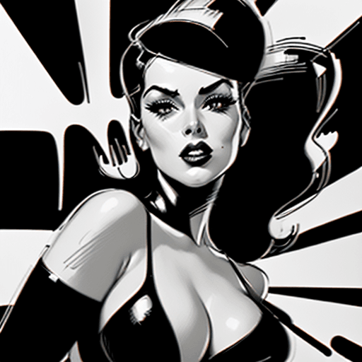 AI generated: a black and white drawing of a woman, in the style of pop art-inspired comic book style, martin ansi...