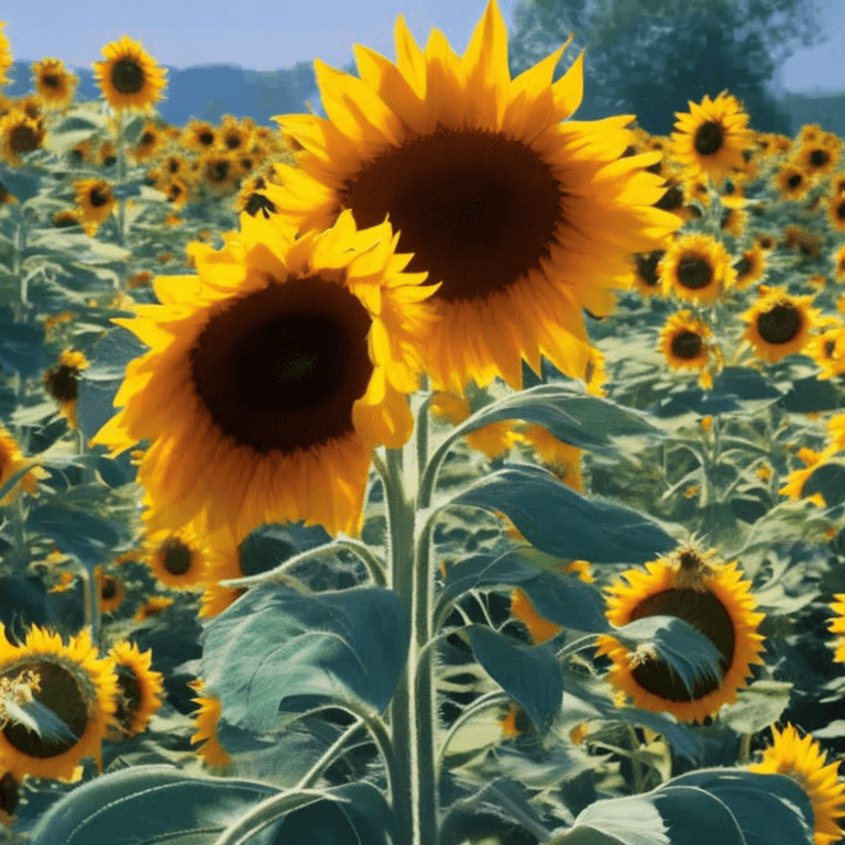AI generated: a sunflower bouquet, shallow depth of field, portrait, massive sunflower field background, detailed,...