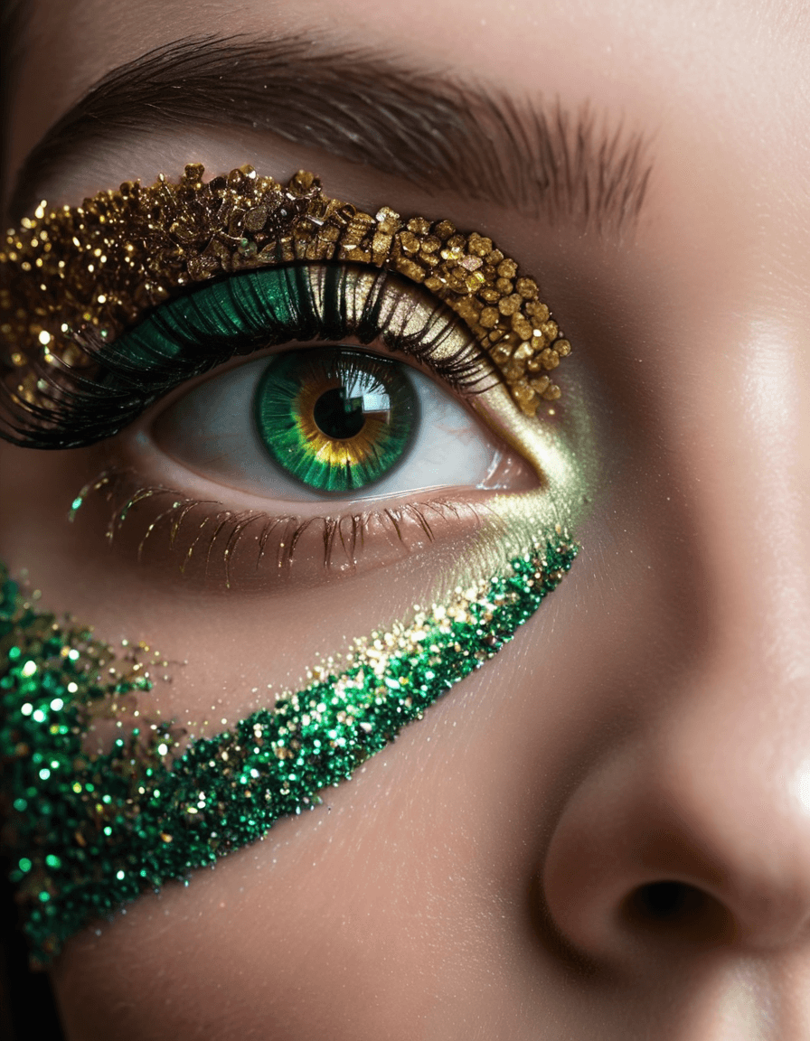 AI generated: closeup macro photo, high contrast, closeup of a woman's eye, iridescent, heavy makeup, lashes, meta...