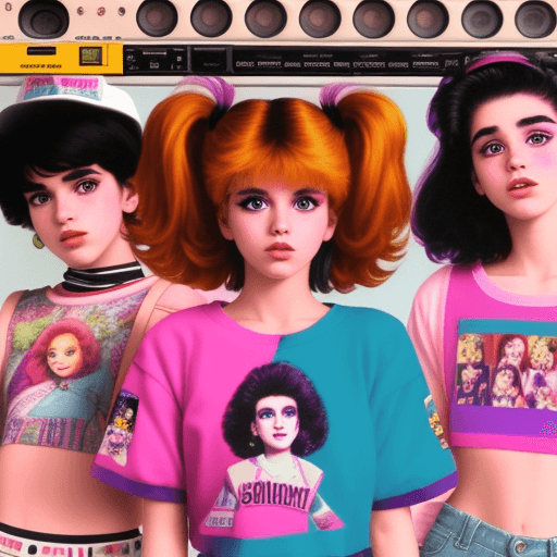 AI generated: Kooky portraits of 80’s mall teens in calssic clothing, shot on VHS