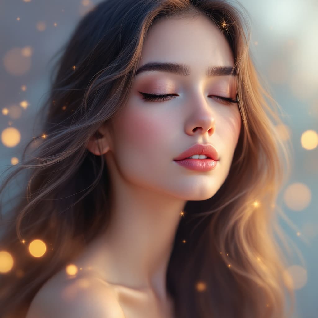 AI generated: Create a mesmerizing animated video focusing on a head portrait of a woman with long, flowing hair. ...