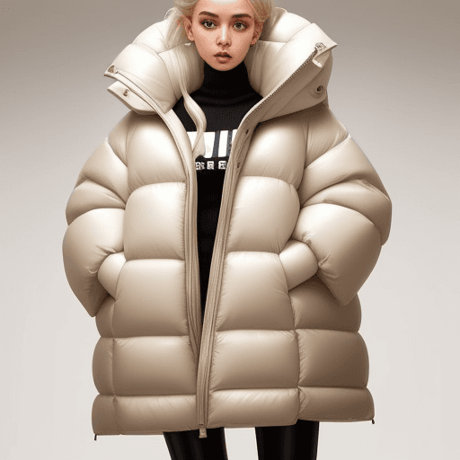 AI generated: The woman in the photo is standing against a beige background, a Tumblr personality. Her outfit cons...