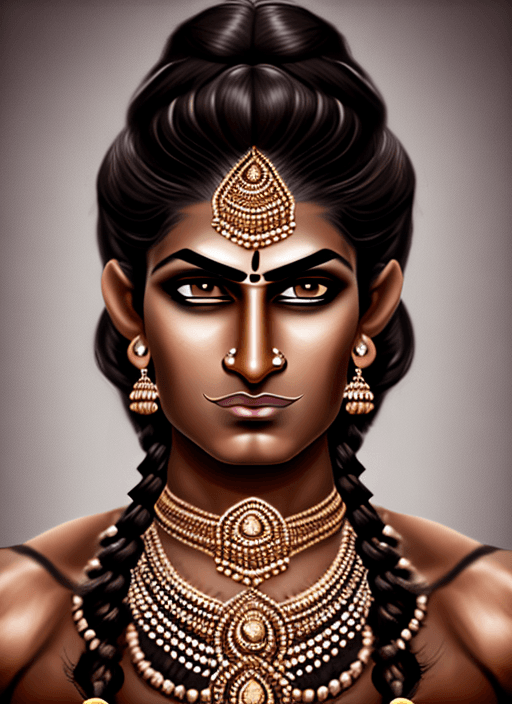 AI generated: photorealistic, portrait of an hairy Indian muscular strongwoman, hyper detailed symmetrical face, a...