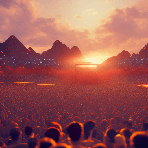 AI generated: Concert stage at sunset  high energy 
close to the stage  octane render, trending on artstation,t sy...