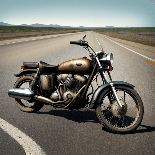 AI generated: a realist image of an old American motorcycle leaking oil at the side of the road marking its territ...