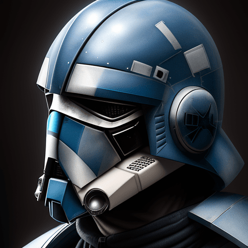 AI generated: High resolution photography helmet design, Captain rex helmet mixed with bokatan kryze covering; 8k,...