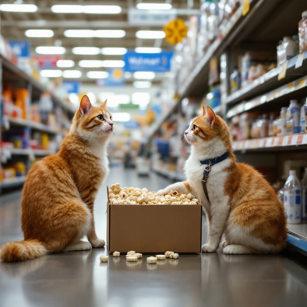 AI generated: Cats working at Walmart.