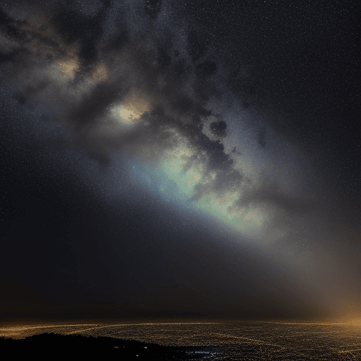 AI generated: chuva de meteoros ficticia vista do espaço

