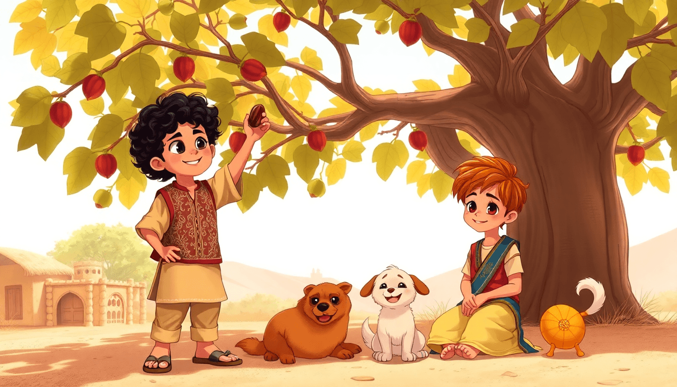 AI generated: Characters: Solomon: A cheerful 8-year-old boy with light brown skin, curly black hair, wearing a tr...