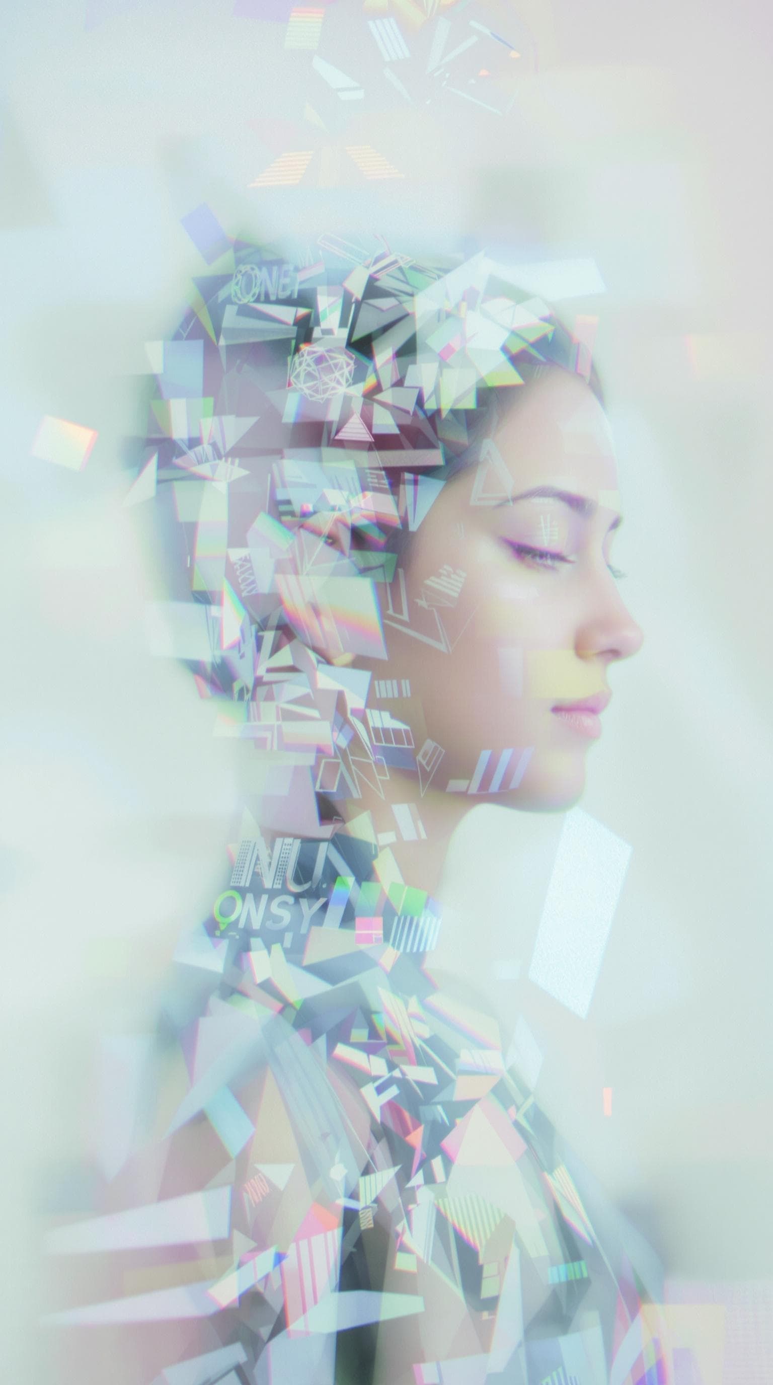 AI generated: A single girl, appearing as if she is shifting between realities. Imagine subtle distortions and ove...