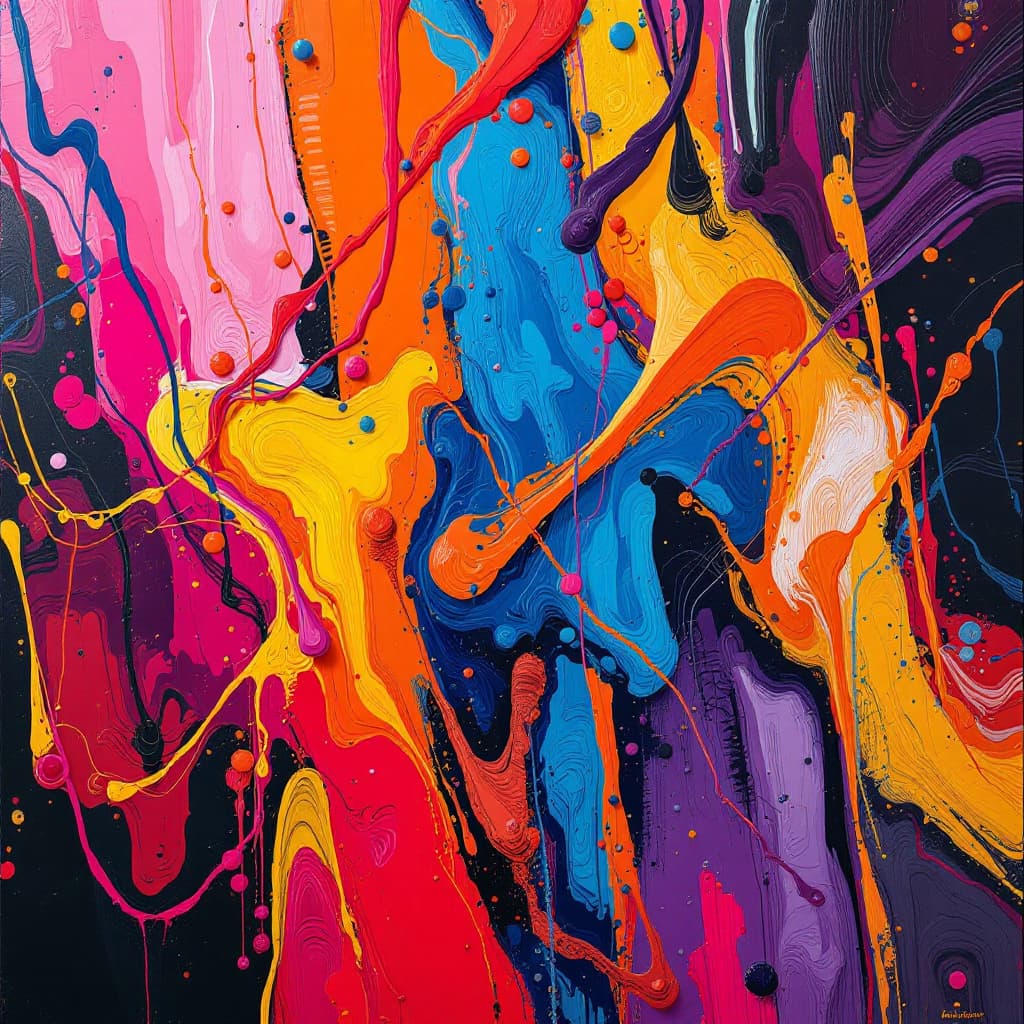AI generated: Generar obra pintura a alta velocidad creando arte abstracto creado con inteligencia artificial gene...