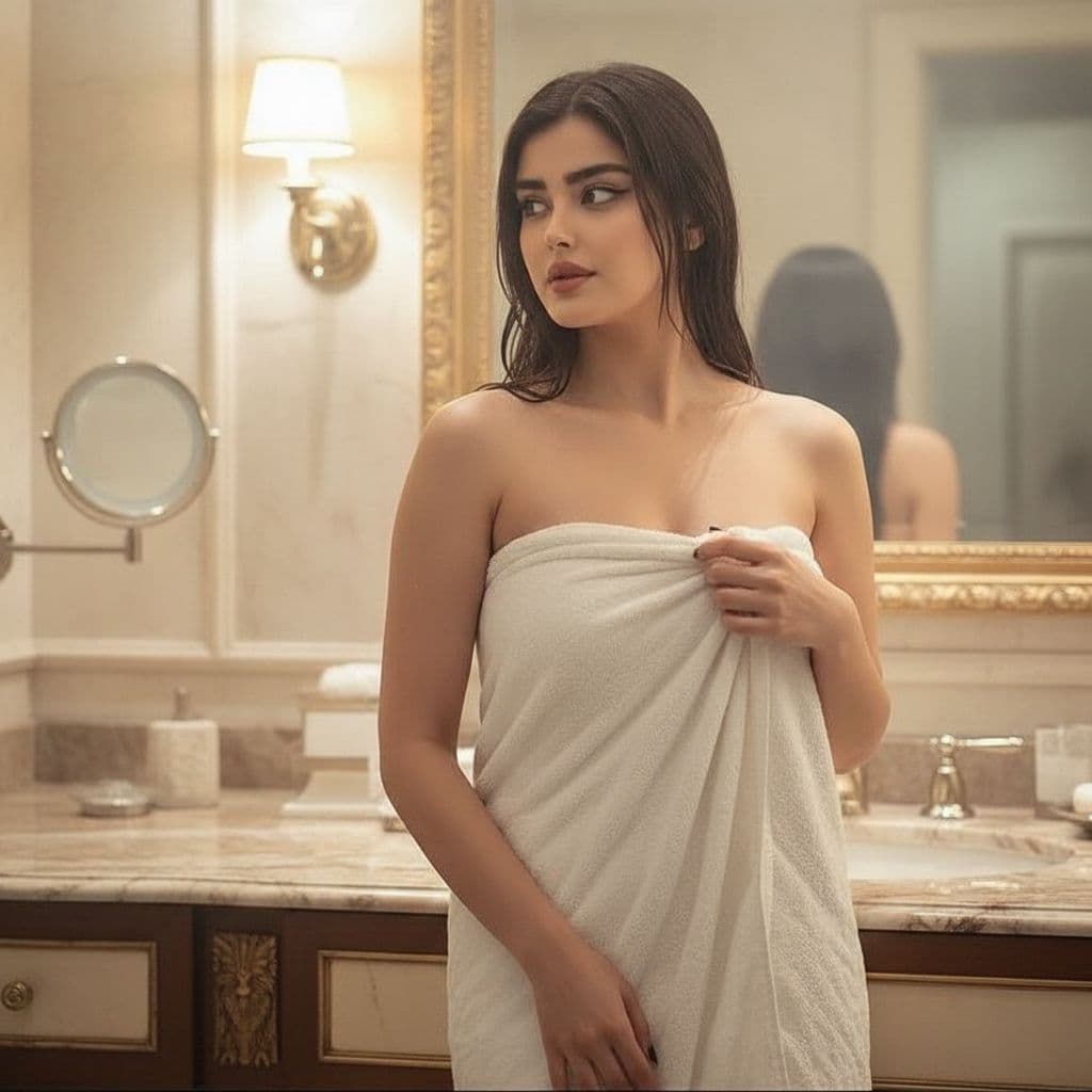 AI generated: In this captivating scene, the uploaded woman is depicted in a bathroom, exuding an aura of both vul...