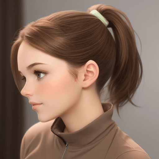 AI generated: Beautiful and cute, brown hair in a ponytail,