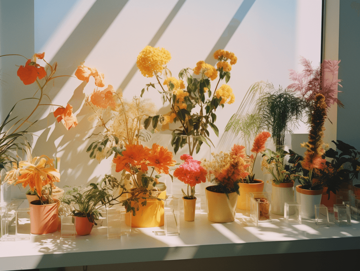 AI generated: disposable photography of diverse colorful plants decorated room, 8k, photo realism, --ar 4:3