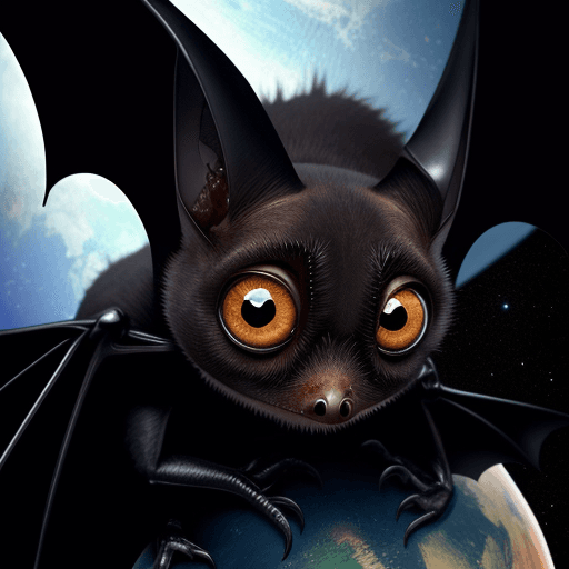 AI generated: A big eyed bat in a space