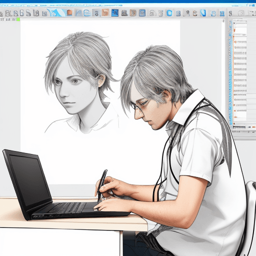 AI generated: Create a photo of a designer working on a computer. Key elements include:
The person sitting at a de...