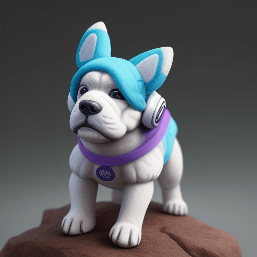 AI generated: crea un perro con auriculares con una montaña de fondo