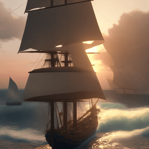 AI generated: Photo of a ultra realistic sailing ship, dramatic light, pale sunrise, cinematic lighting, battered,...