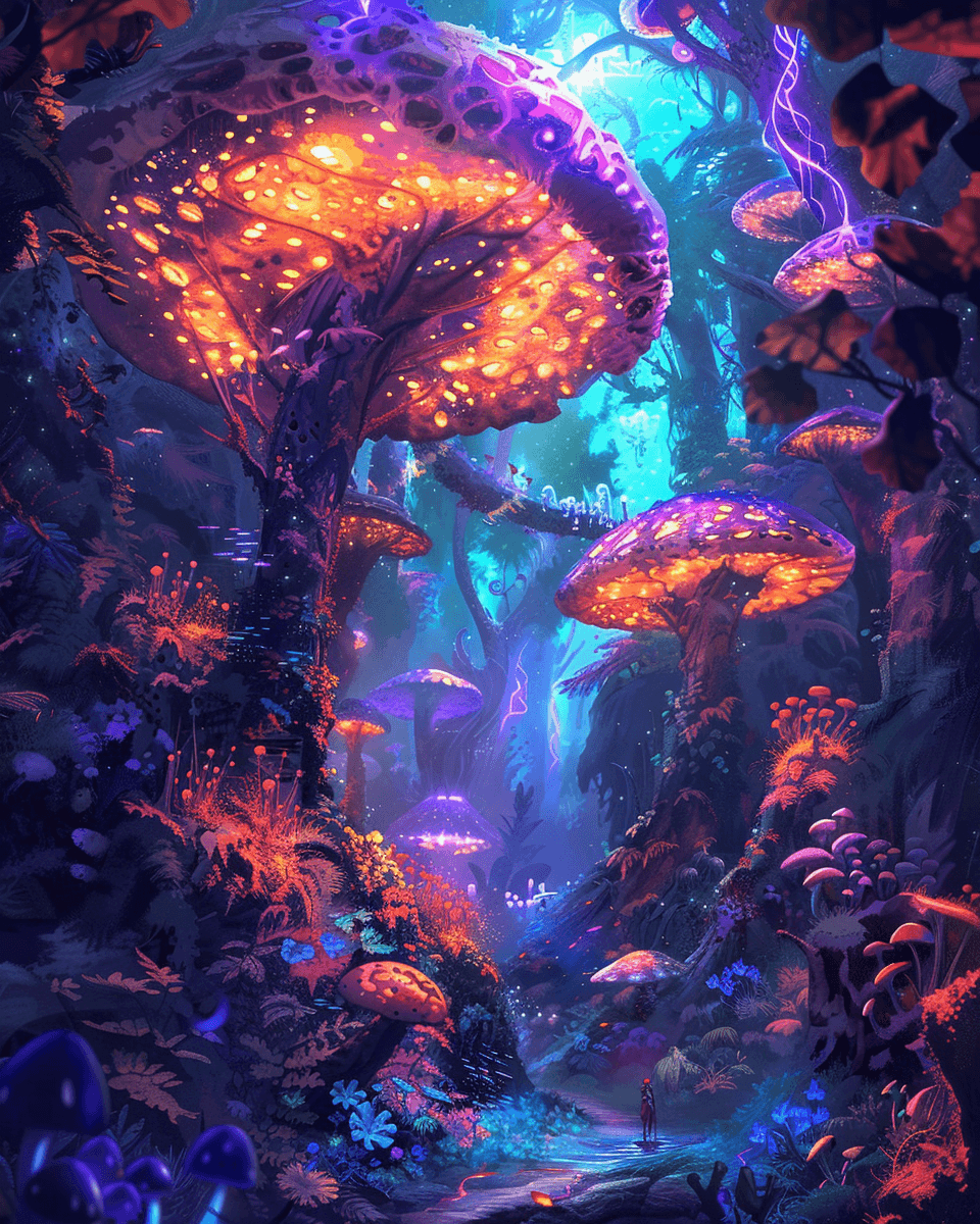 AI generated: first person point of view, emerging from a portal into the fey wild. in the style of dungeons and d...